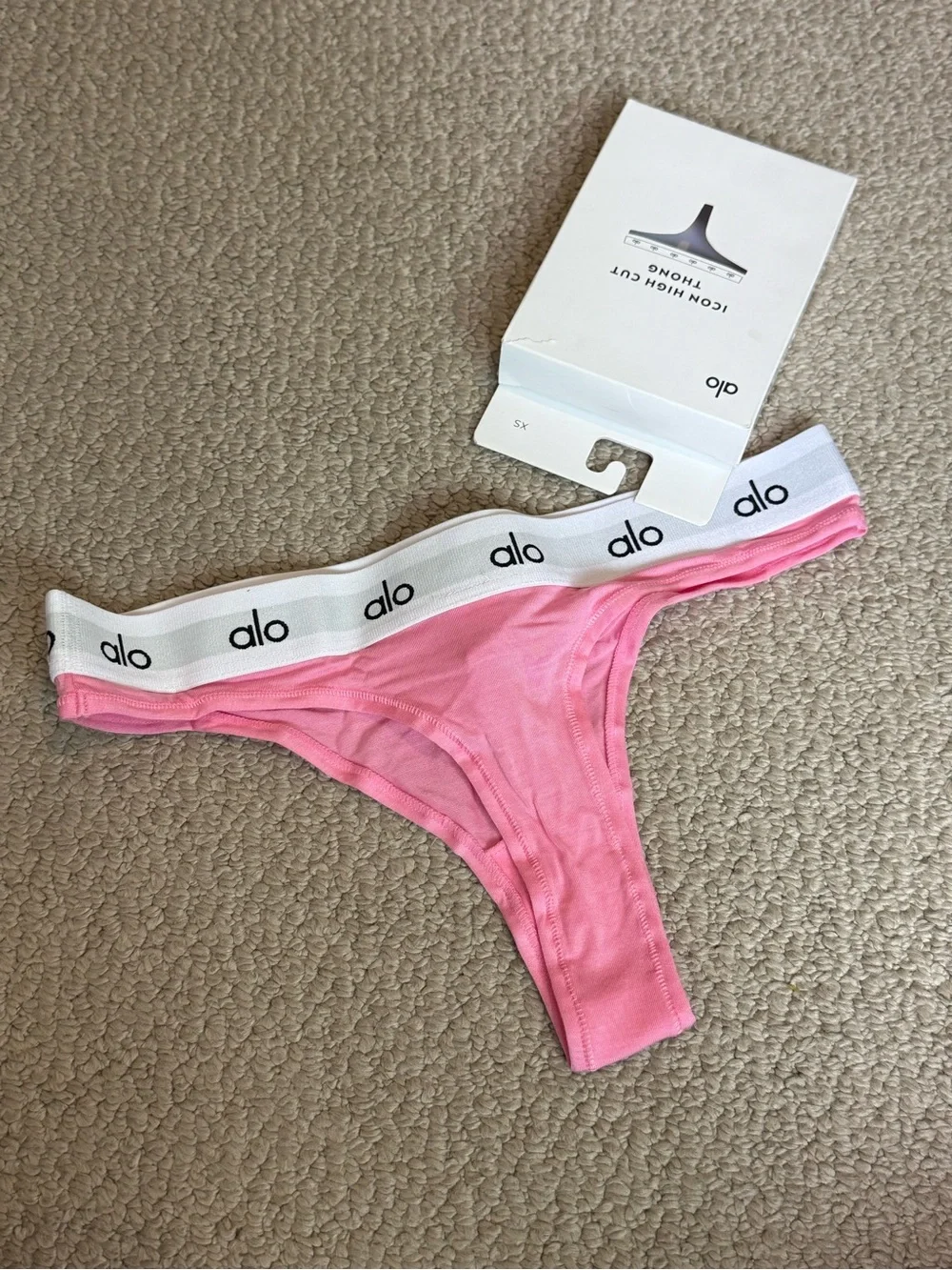 ALO Yoga Pink Logo Elastic Waist Kids Thong